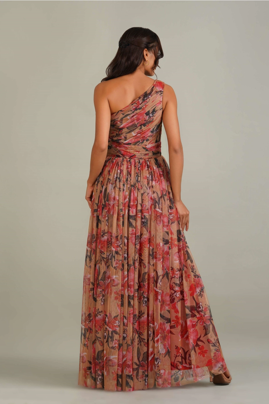 Mixed floral strapless occasionwear dress