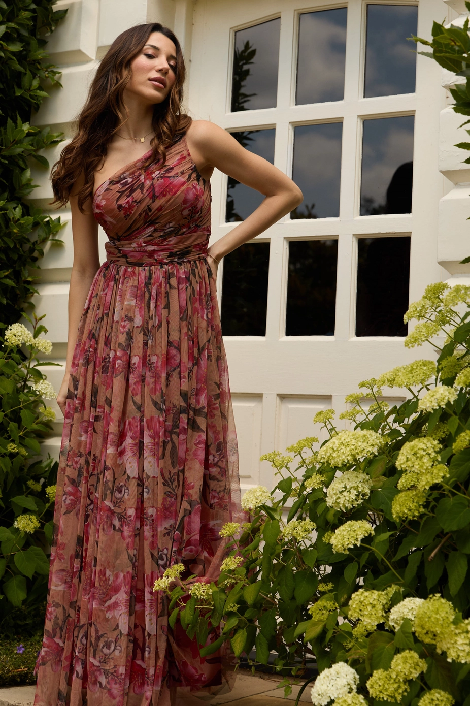 Mixed floral strapless occasionwear dress