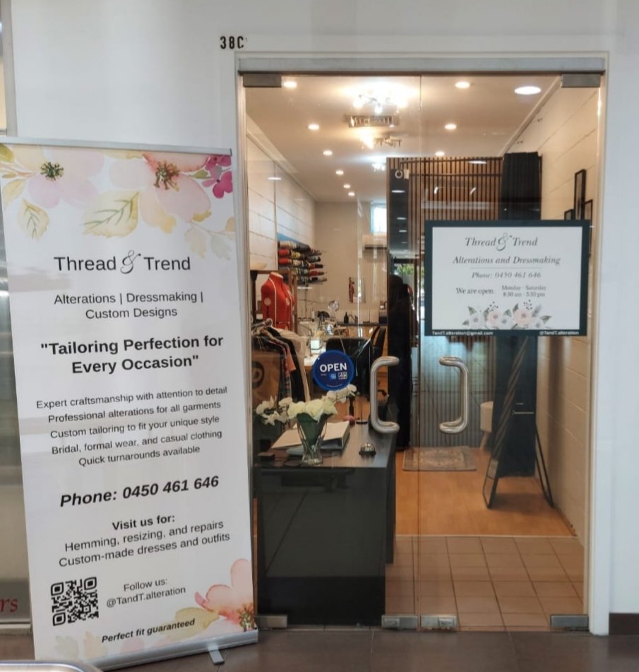 The Thread & Trend alterations and dressmaking shop at Bulleen Plaza.
