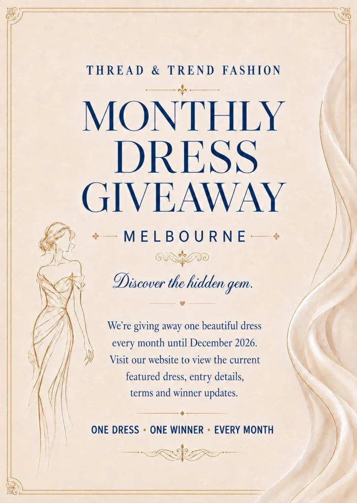 Thread & Trend Fashion monthly dress giveaway: one dress, one winner each month until December 2026